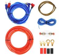 QWORK® Juego cables amplificador de coche, 10GA 600W 4.5M conexión cables de amplificador de subwoofer, para audio de coche