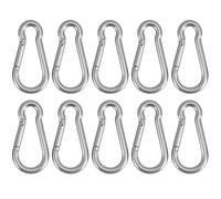 QWORK® Juego de 10 mosquetones M6 en Acero Inoxidable 304-60 x 30 mm - Carga máxima 135 kg - para Camping, llaveros, Botellas de Agua