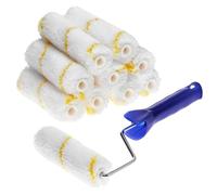 QWORK® Juego de 10 rodillos de pintura pequeños de 110 mm con mango ergonómico, cepillo para pintar y renovar