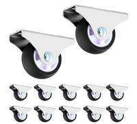 QWORK® Juego de 12 ruedas fijas para muebles - Rueda de TPE de 38 mm de diámetro - Capacidad de carga 45 kg - para salas de estar y muebles pequeños