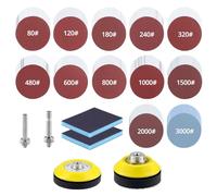 QWORK® Juego de 120 discos de lijado de 3", grano 80 a 3000, eje de 1/4", discos de lijado de 50 mm y 75 mm, para dispositivos eléctricos y neumáticos