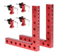 QWORK® Juego de 2 Abrazaderas Angulares de 90 Grados para Carpintería - 140 mm - Aleación de Aluminio