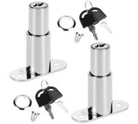 QWORK® - Juego de 2 cerradura de cajón de 32 mm con cilindro de empuje y llave, Ø 19 mm, para archivadores y cajones