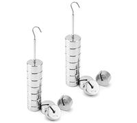 QWORK - Juego de 2 pesos con ranura de laboratorio de metal cromado, 1 lote - Total 1000 g - Incluye 9 pesos (100 g cada uno) y una percha (100 g)