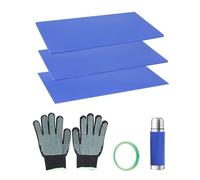 QWORK® Juego de 3 envolturas de Silicona para Tazas sublimación - Tamaño 25 x 12 cm Grosor 4 mm/3 mm/1,5 mm - con Guantes y Cinta de sublimación