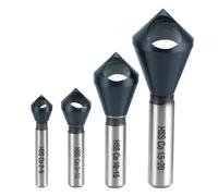 QWORK Juego de 4 herramientas de chaflán avellanado de un solo extremo cobalto, acero M35 de alta velocidad, ángulo de corte de 90°