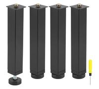 QWORK® Juego de 4 Patas Ajustables para Muebles, 20-22 cm, para Camas, sofás, armarios y - Acero Robusto - Negro