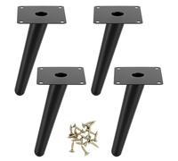 QWORK® Juego de 4 Patas de Mesa de Metal de 15 cm - Patas de Muebles de Cono Inclinadocon Almohadillas de Goma para Mesas de Centro/Mesitas de Noche/Armarios/Sillas