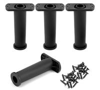 QWORK® Juego de 4 Patas para Muebles de Altura Ajustable con Base - Altura de 15 cm a 25 cm, diámetro 3,8 cm - Ideal para Camas, sofás y más