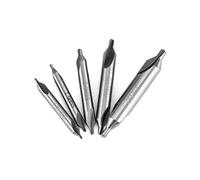QWORK® Juego de 5 Brocas de Centro de 60 Grados para Metal, 1,5/2,0/2,5/3,0 mm, Acero de Alta Velocidad M2 HSS - Herramientas de Torno de Metal