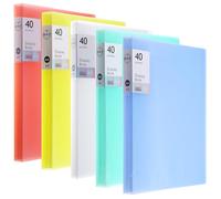 QWORK® Juego de 5 folders A4 con 40 Fundas Transparente por Carpeta, Total 200 fundas, Libro de Presentación A4