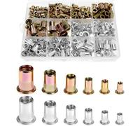 QWORK® Juego de 500 tuercas remachables M3, M4, M5, M6, M8, M10 - Aluminio y acero galvanizado - Remache roscado para metal y plástico