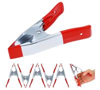 QWORK® Juego de 6 abrazaderas metálicas de 140 mm, con una apertura de 45 mm, abrazaderas grandes de resorte en negro