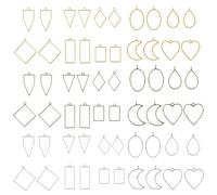 QWORK® Juego de 60 Biseles Abiertos para Resina, 10 Formas, Colgantes de Marco en Aleación para Joyería DIY, Collares y Aretes