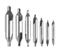 QWORK® Juego de 7 Brocas de Centro de 60 Grados para Metal, 1,5/2,0/2,5/3,0/4,0/5,0 mm, Acero de Alta Velocidad M2 HSS - Herramientas de Torno de Metal