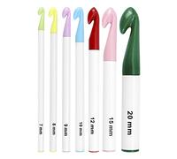 QWORK® Juego de 7 ganchillo para hilo supergrueso o tiras de tela, 20 mm, 15 mm, 12 mm, 10 mm, 9 mm, 8 mm, 7 mm