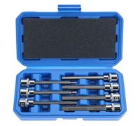 QWORK® Juego de 7 Vasos de Punta Hexagonal Extra Largos 110mm - Accionamiento 3/8", Aleación S2 y CR-V para Mecánica, Automoción y Bricolaje - Allen H3-H10 con Estuche de Almacenamiento