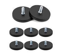 QWORK Juego de 8 Base magnética de caucho roscado exterior, Ø 43 mm con rosca exterior M6, imanes redondos de goma, Fuerza 10kg