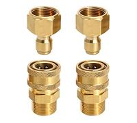 QWORK® Juego de adaptadores para lavadoras a presión , M22 3/8" adaptador de conexión rápida , para pistola de pulverización manguera , 2 Piezas
