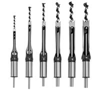 QWORK® Juego de broca cuadrada para madera, 6 piezas, 1/4", 5/16", 3/8", 1/2", 9/16", 5/8"