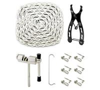 QWORK® Juego de Cadena de Bicicleta, Cadena de Bicicleta, Interruptor de Cadena, verificador de Cadena, 6 Pares de candados de Cadena, para Bicicleta de montaña 6/7/8, Bicicleta de Velocidad