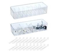 QWORK Juego de cajas organizadoras de cables transparentes con bridas de silicona (paquete de 2) - Impermeable y antipolvo - Solución de almacenamiento versátil para cables, brochas de maquillaje,