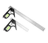 QWORK® Juego de Escuadras Combinados, Escuadras Metalicas Carpintero de 150 mm y 300 mm, Escuadra de Carpintero con Tornillos de Bloqueo de Latón para Profesionales y Entusiastas del Bricolaje