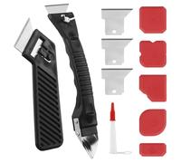 QWORK® Juego de herramientas para quitar silicona de 11 piezas - raspador y alisador de juntas - para quitar y renovar juntas de silicona