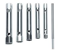 QWORK® Juego de Llaves de Tubo, 6 Piezas, Rango 8 x 9-16 x 17 mm, Cromado con Palanca Incluida