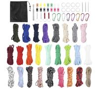 QWORK® Juego de Paracord, 26 Rollos Paracord de Nailon, 3 Metro/Rollo Paracord Multicolor con Accesorios, para Pulseras, Correas para Perros y Decoraciones DIY