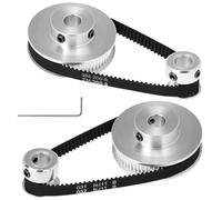 QWORK® Juego de Polea Sincronizacion GT2 para Impresora 3D, 20 & 60 Dientes 8mm Alesaje Rueda de Polea y Longitud 200 mm Ancho 6 mm Cinturón, 2 Juegos