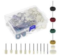 QWORK® juego de pulido multifuncional de 140 piezas con almohadillas de esponja y discos de lija, puntas de pulido de metal jade vidrio de vástago de 1/8"
