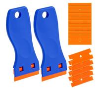QWORK® Juego de raspadores de plástico - 2 piezas con 100 cuchillas sin rayones, ideal para la eliminación de pegatinas, limpieza de placas de cocción y detallado de automóviles.