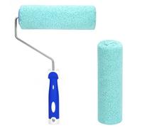 QWORK® Juego de rodillos de pintura de microfibra para textura especial, rodillo de pintura de 23 cm, altura de pelo de 12 mm, mango de rodillo compatible con varillas telescópicas