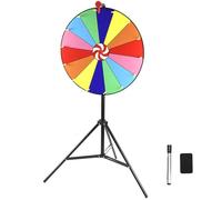 QWORK® Juego de Ruleta de la Fortuna 50 cm, Borrado en Seco, 14 Ranuras, Trípode Ajustable 90-150 cm, Ideal para Fiestas y Eventos