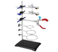 QWORK® Juego de soporte de laboratorio de 40 cm, con abrazaderas ajustables y aros redondos para experimentos de química y física en laboratorios