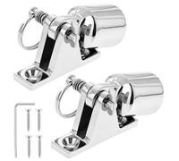 QWORK Kit de bisagra de acero inoxidable 316 de grado marino, se adapta a tubos de diámetro exterior de 7/8 pulgadas, tapa de extremo de ojo, paquete de 2 bisagras de cubierta con pasador de