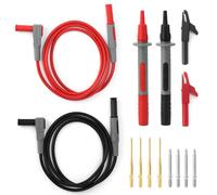 QWORK® Kit de cables de prueba para multímetro, cables de prueba con conector banana de 1 m, pinzas de cocodrilo, agujas reemplazables, bolígrafos de prueba