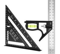 QWORK® Kit de Escuadras Carpintero Multifunción, Regla Triangular de Aluminio de 180 mm y Galga de Marcado de Acero Inoxidable de 300 mm para Trabajos de Carpintería de Precisión