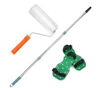 QWORK® Kit de herramientas de cemento epoxi autonivelante, rodillo de púas de 23 cm (altura de diente 20 mm) + zapatas de púas epoxi + varilla telescópica de 1,2 m