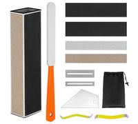 QWORK Kit de herramientas de mantenimiento y reparación de guitarra, incluye lima de coronación de trastes, viga de nivelación, balancín, esparcidores de cuerda, protectores de diapasón, papel de lija