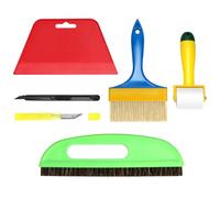 QWORK® Kit de Herramientas para Papel Pintado - Espátula de Papel Tapiz, Cepillos, Rodillo, Cúter y Cuchillas de Recambio - Ideal para Película de Ventanas y Todo Tipo de Papel Pintado