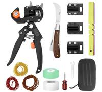 QWORK® Kit de injerto para jardinería, tijeras de injertar con 3 cuchillas intercambiables y accesorios, para poda y ramas de 5 a 13 mm