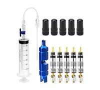 QWORK® Kit de jeringa para líquido sellador tubeless, Kit de reparación de neumáticos de Bicicleta, con Herramienta de extracción de válvula, núcleo de válvula y Tapa de válvula