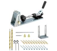 QWORK® Kit de plantilla de agujero de bolsillo, herramienta de plantilla de orificio de taladro para carpintería, aleación de aluminio, para orificio de perforación de madera de 12MM-40MM de espesor