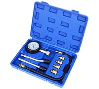 QWORK® Kit de probador de compresión, juego de herramientas para manómetro de motor, manómetro de compresión, para motocicleta, automóvil y más