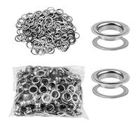 QWORK Kit Ojetes Metalicos, 500 piezas de Ojetes y 500 piezas de arandela, 10 mm, para ropa, cuero, telas, lona, plateado