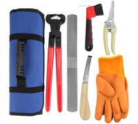 QWORK® Kit Outils Professionnels pour Marrier - Râpe à Sabot, Couteau, Cisaille, Pince, Brosse, Gants, Sac Inclus