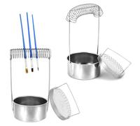 QWORK Lavadora de pinceles portátil con pantalla extraíble, tanque limpiador de pinceles de pintura de acero inoxidable y soporte de resorte para agua, aceite, pinturas acrílicas, ideal para artistas,