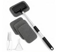 QWORK® limpiacristales Coche, Herramienta limpiadora de Ventanas de Coche Extensible, Placa con Forma Rectángulo, Mango Giratorio 180, Incluye 4 Almohadillas Lavables